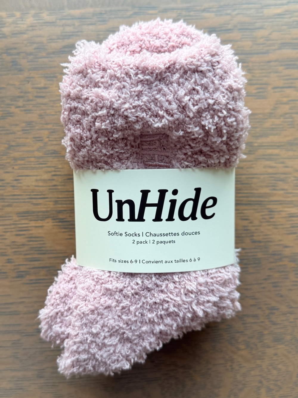 UnHide Softie Socks Pink/Gray Cozy Socks  - 2-Pack - fits size 6-9 - NWT